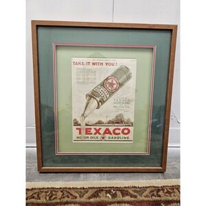 Vintage 1923 Texaco Motor Oils Gasoline Fine Engine Color Advertisement Framed